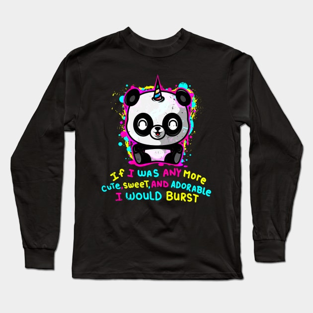 UNICORN PANDA DISTRESSED STYLE Long Sleeve T-Shirt by SWIFTYSPADE